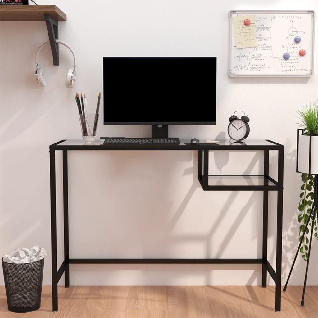 Computer Desk Transparent 100X36X74 Cm Tempered Glass