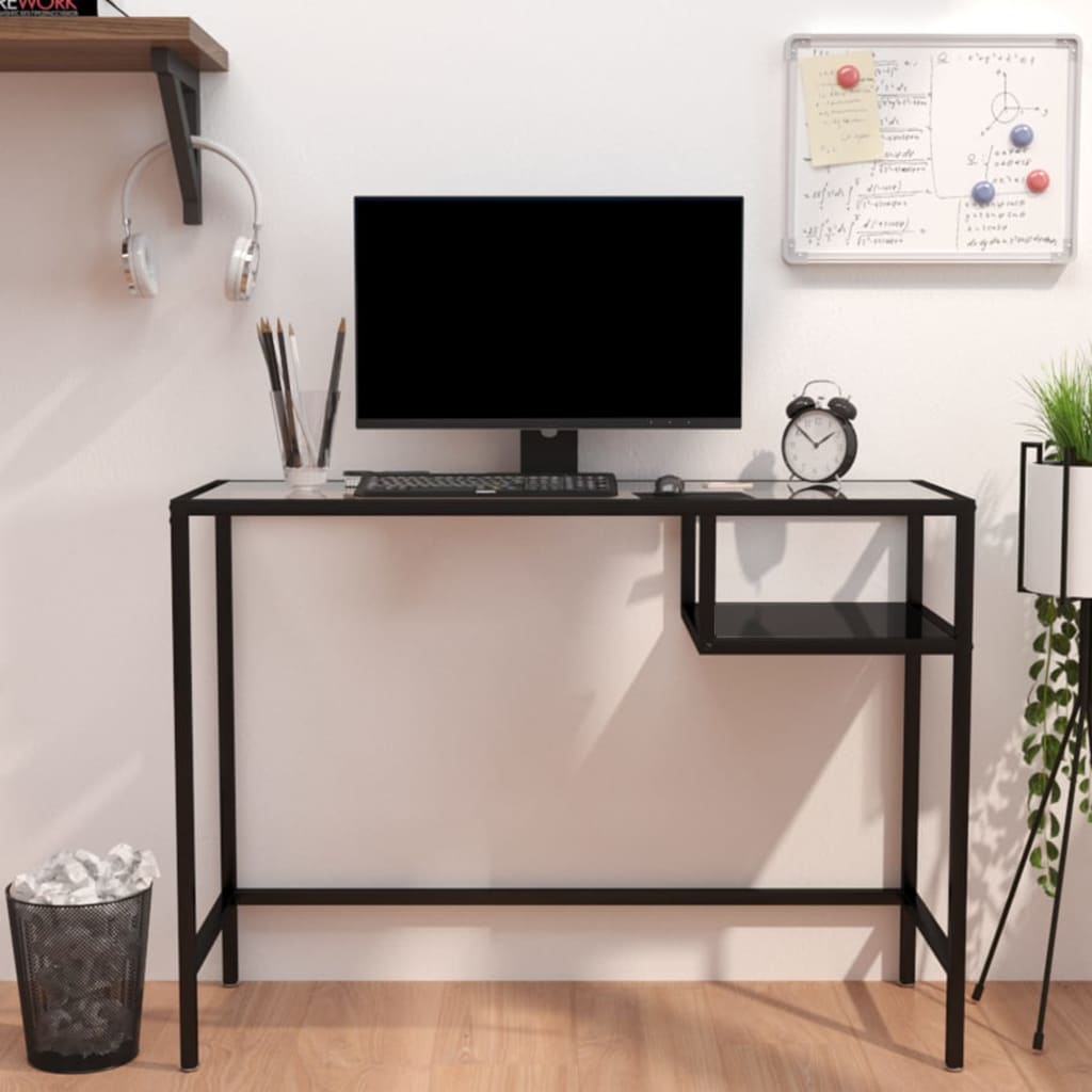 Computer Desk Transparent 100X36X74 Cm Tempered Glass