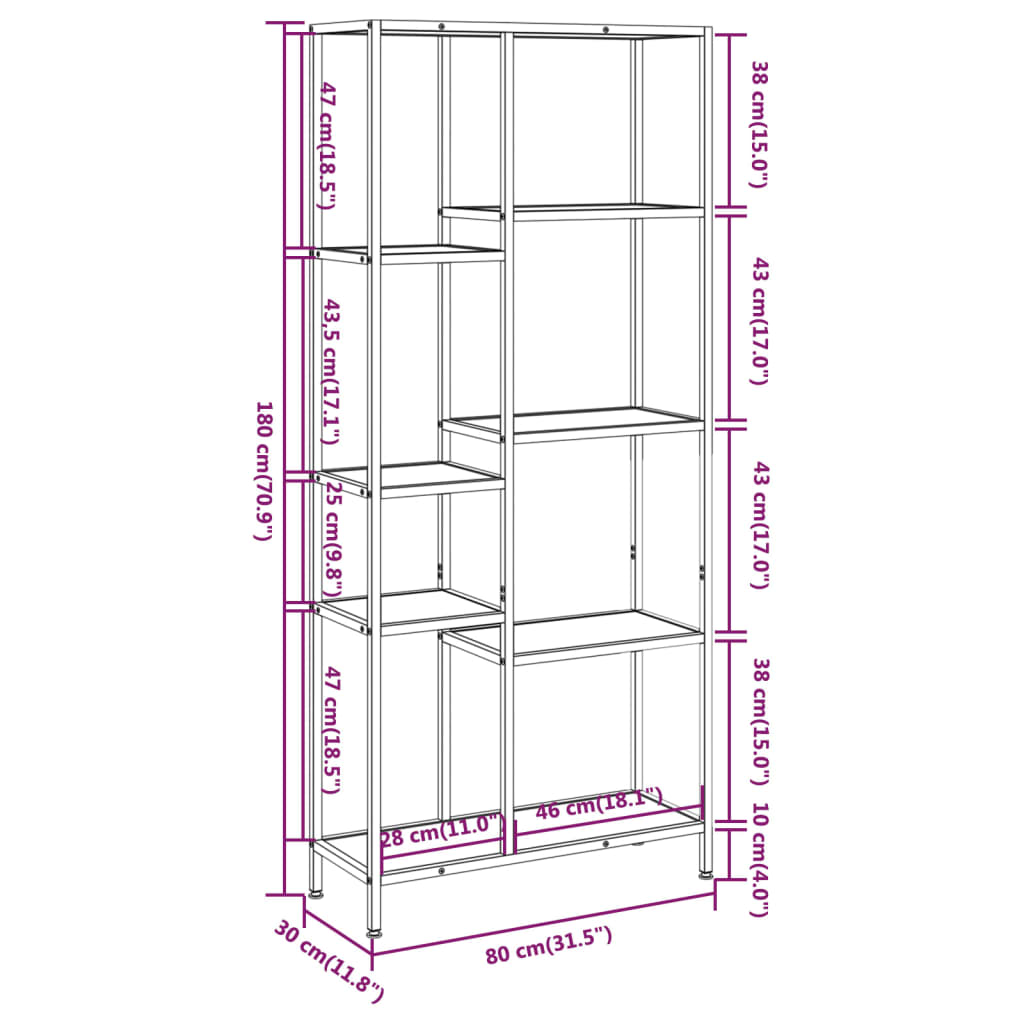 Book Shelf 80X30X Steel And Engineered Wood