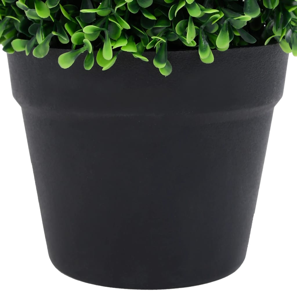 Artificial Boxwood Plants 2 Pcs With Pots Ball Shaped Green 37 Cm