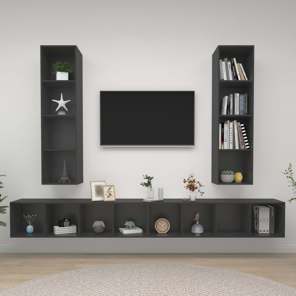 Wall-Mounted Tv Cabinets 4 Pcs Engineered Wood