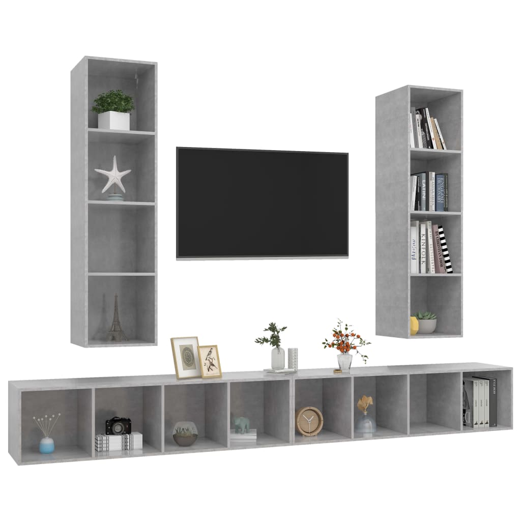 Wall-Mounted Tv Cabinets 4 Pcs Engineered Wood