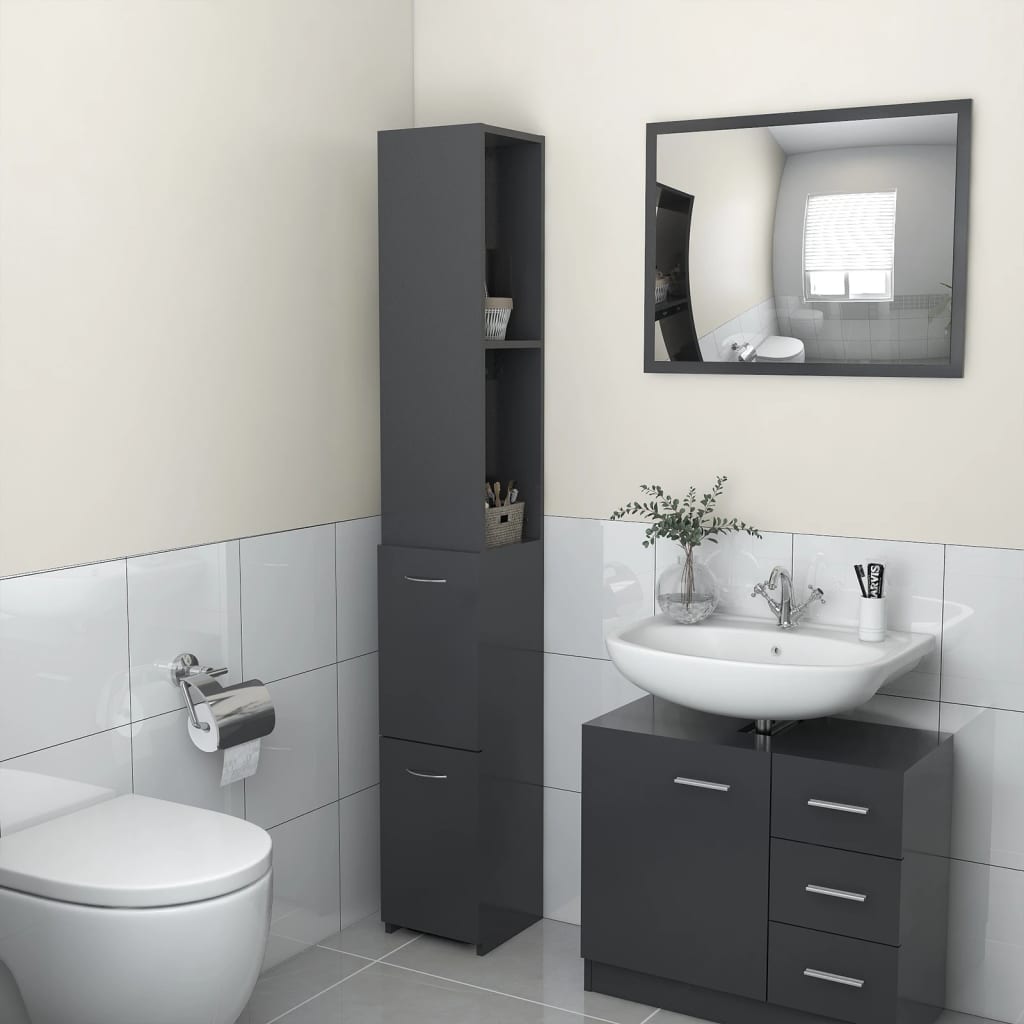 Bathroom Cabinet 25X26.5X170 Cm Engineered Wood