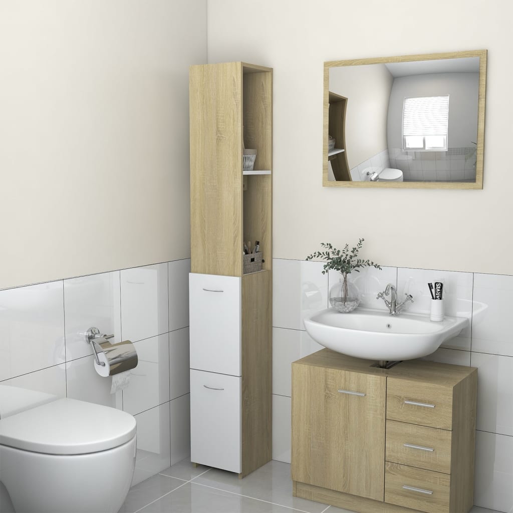Bathroom Cabinet 25X26.5X170 Cm Engineered Wood