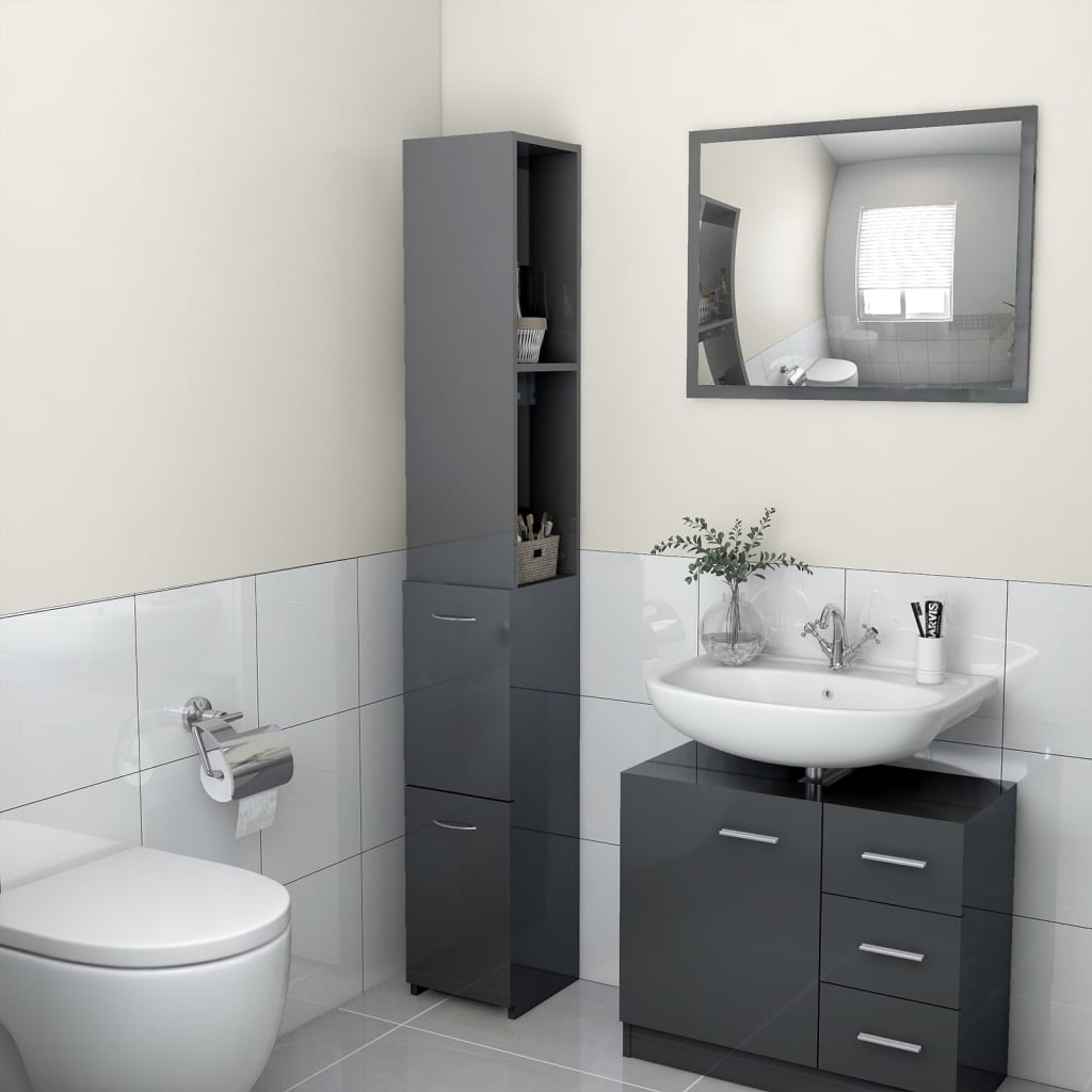 Bathroom Cabinet 25X26.5X170 Cm Engineered Wood