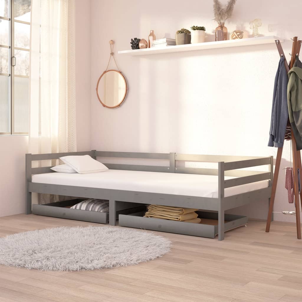 Day Bed Drawers 2 Pcs Solid Pinewood