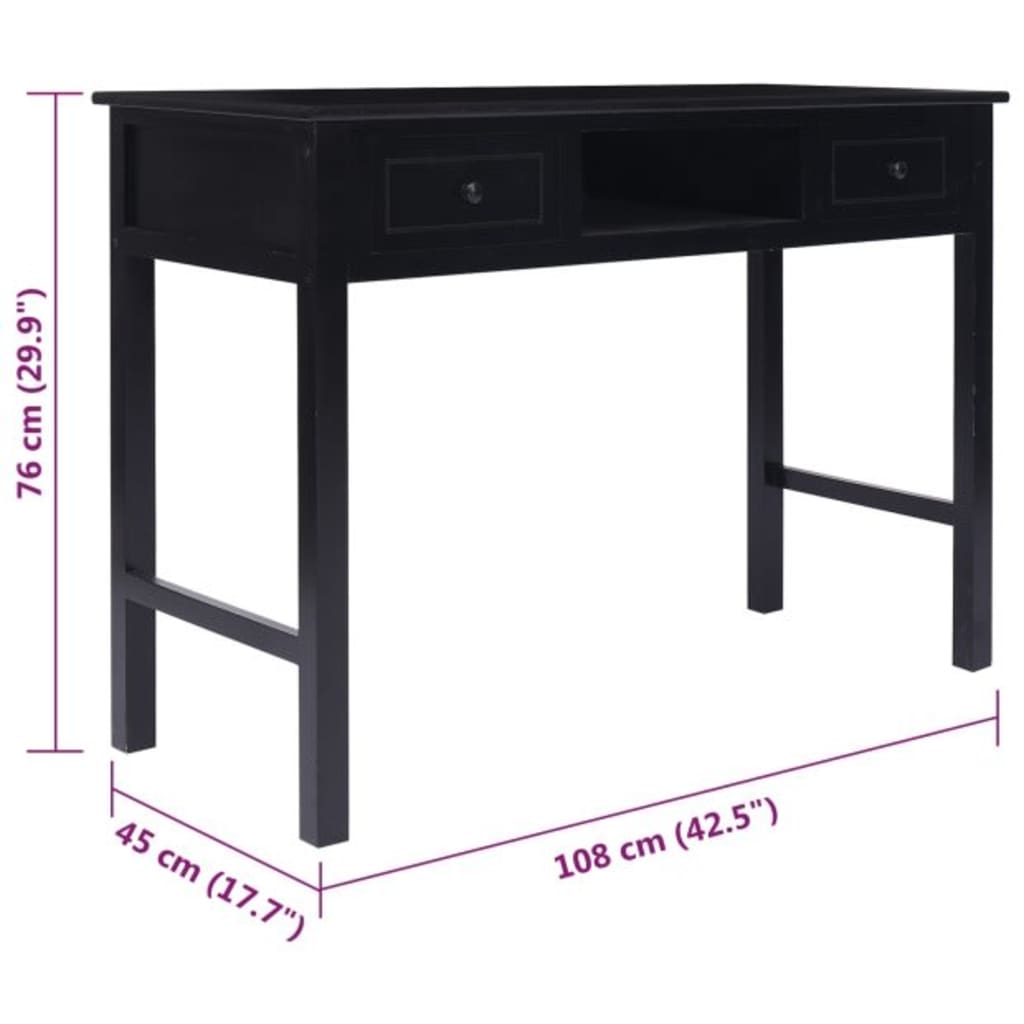 Writing Desk 108X45X76 Cm Solid Wood Paulownia
