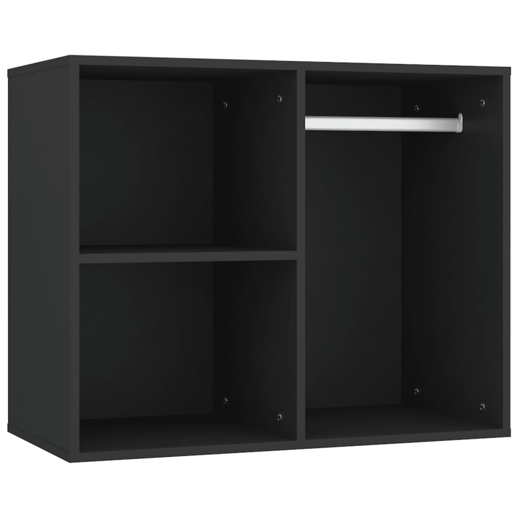 Led Dressing Table With Cabinets Black Engineered Wood