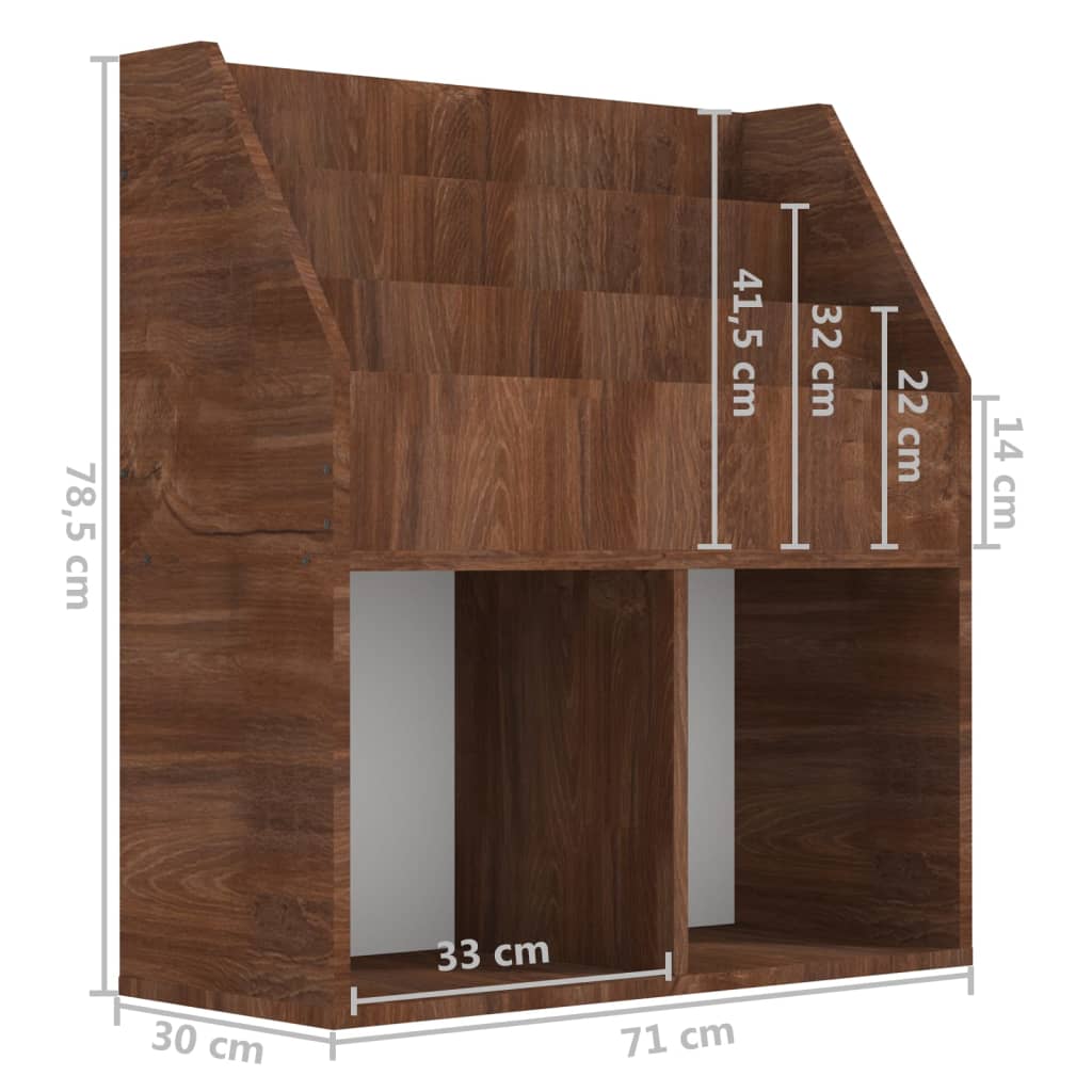 Children's Magazine Rack Brown Oak 71X30X78.5Cm Engineered Wood