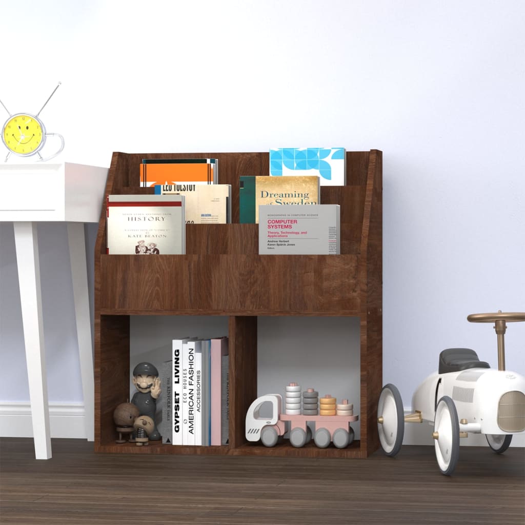 Children's Magazine Rack Brown Oak 71X30X78.5Cm Engineered Wood