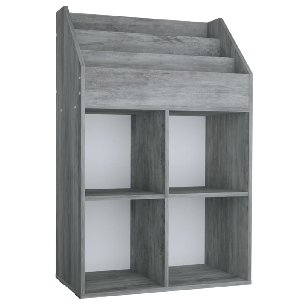 Children Magazine Rack Concrete Grey 71X30X114 Cm Engineered Wood
