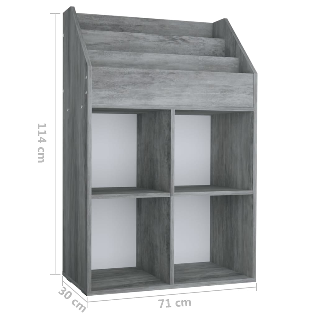 Children Magazine Rack Concrete Grey 71X30X114 Cm Engineered Wood