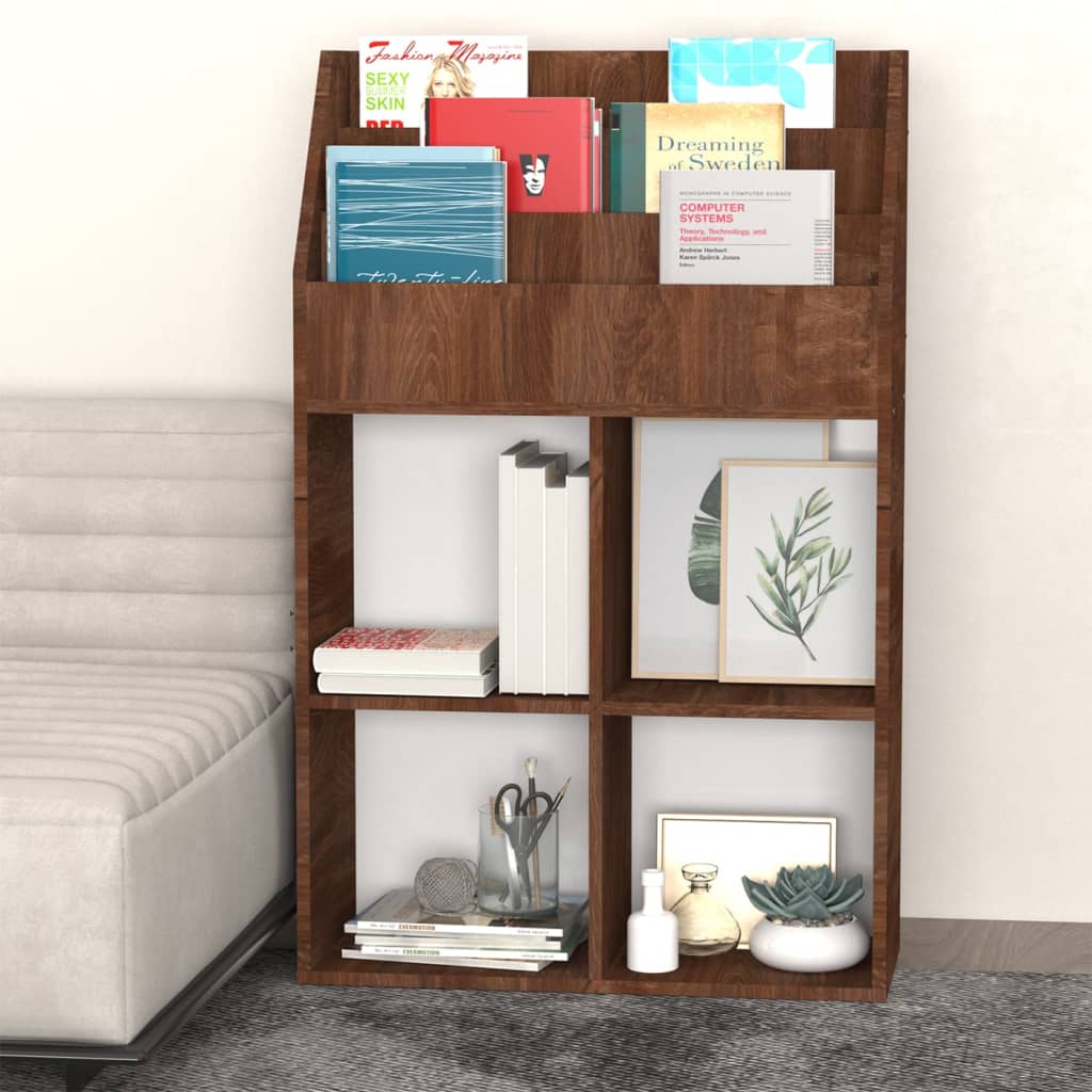 Children's Magazine Rack Brown Oak 71X30X114 Cm Engineered Wood