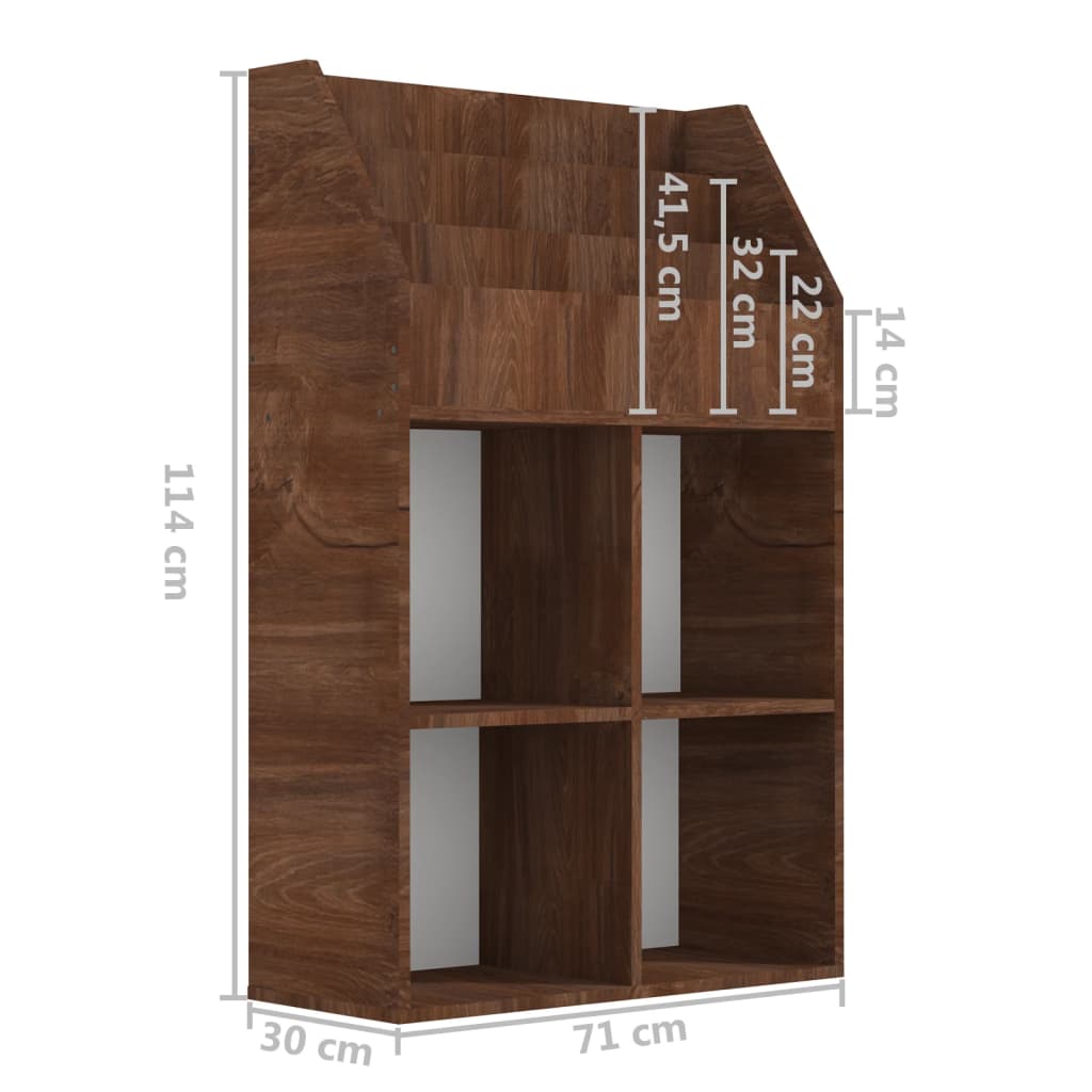 Children's Magazine Rack Brown Oak 71X30X114 Cm Engineered Wood