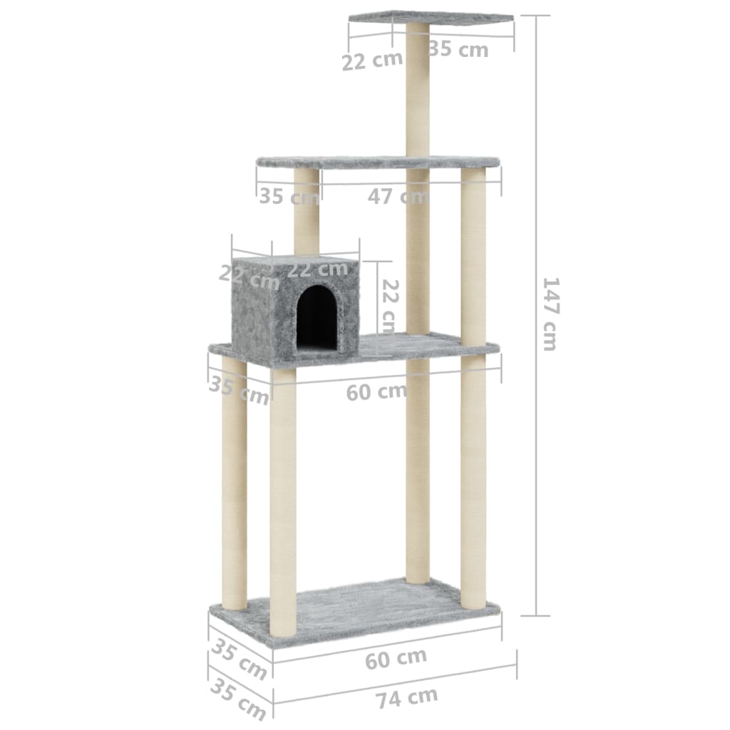 Cat Tree With Sisal Scratching Posts 147 Cm