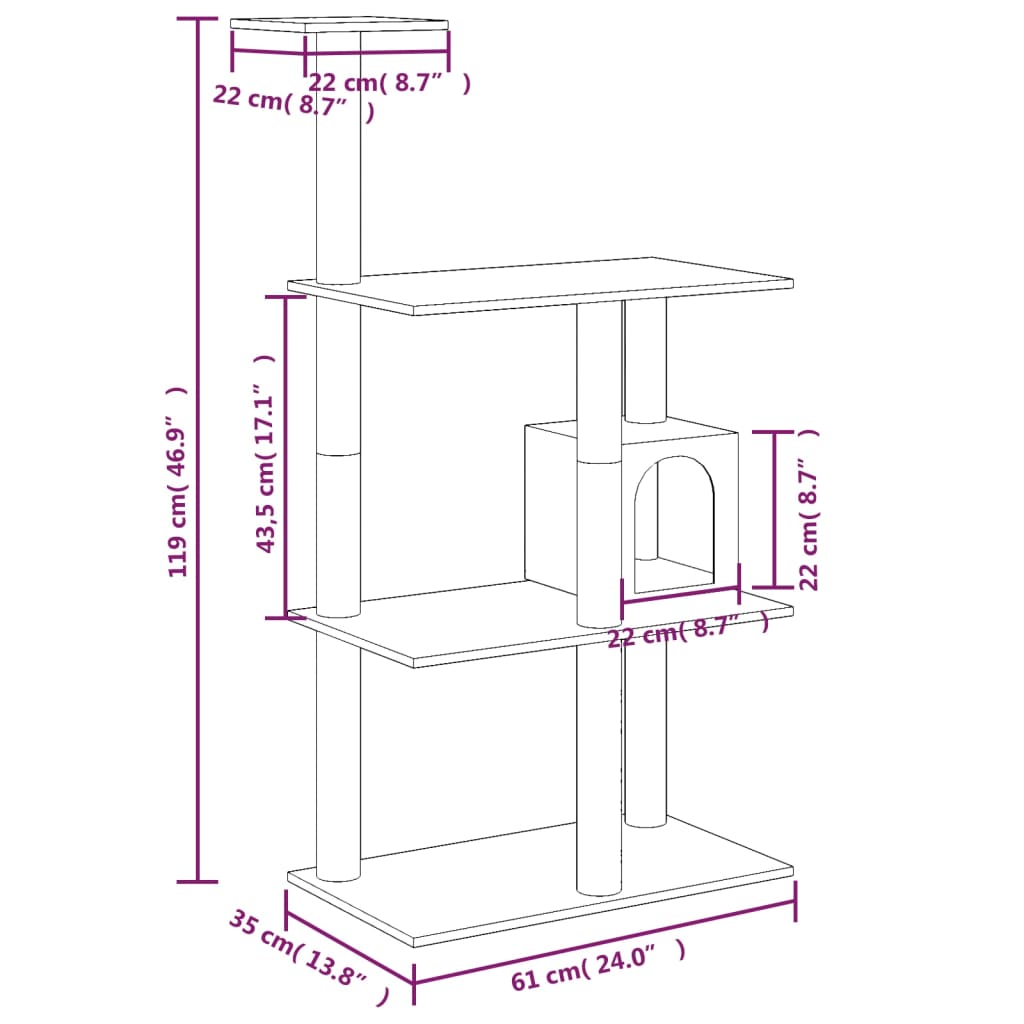 Cat Tree With Sisal Scratching Posts 119 Cm