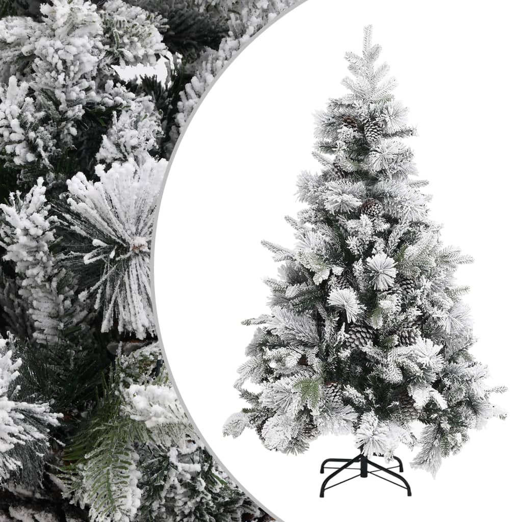 Christmas Tree With Flocked Snow&Cones 195 Cm Pvc&Pe