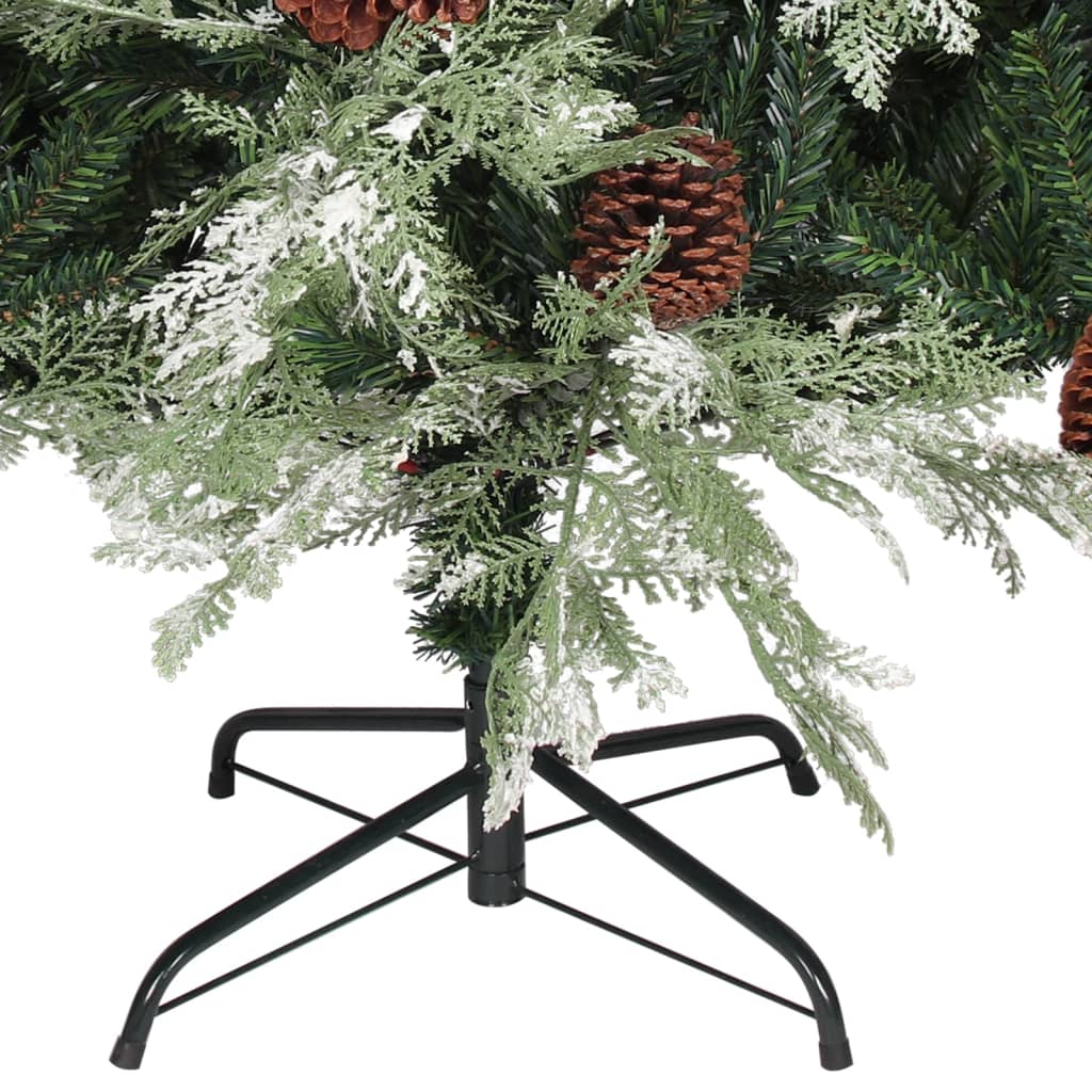 Christmas Tree With Pine Cones Green And White 195 Cm Pvc&Pe