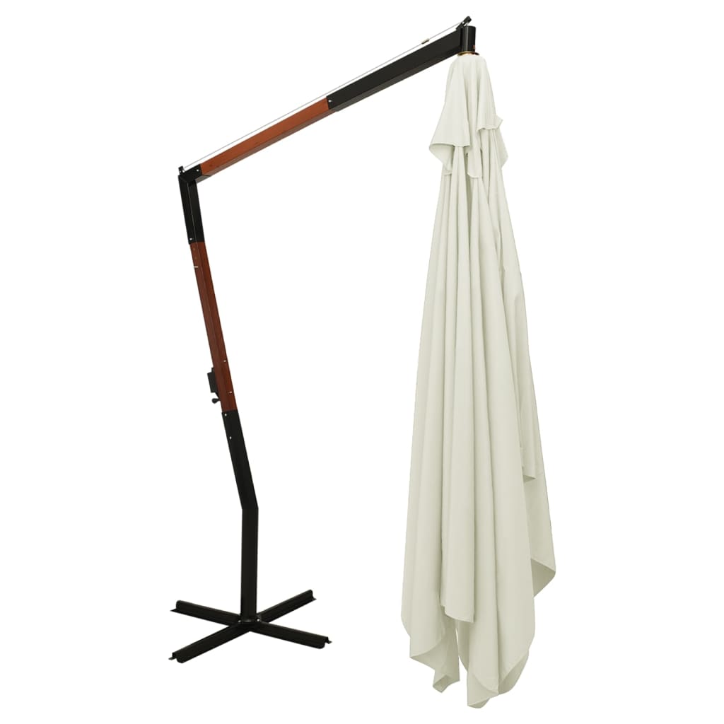 Cantilever Garden Parasol With Wooden Pole 400X300 Cm Sand