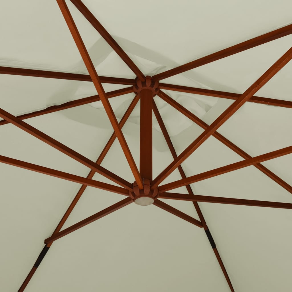 Cantilever Garden Parasol With Wooden Pole 400X300 Cm Sand