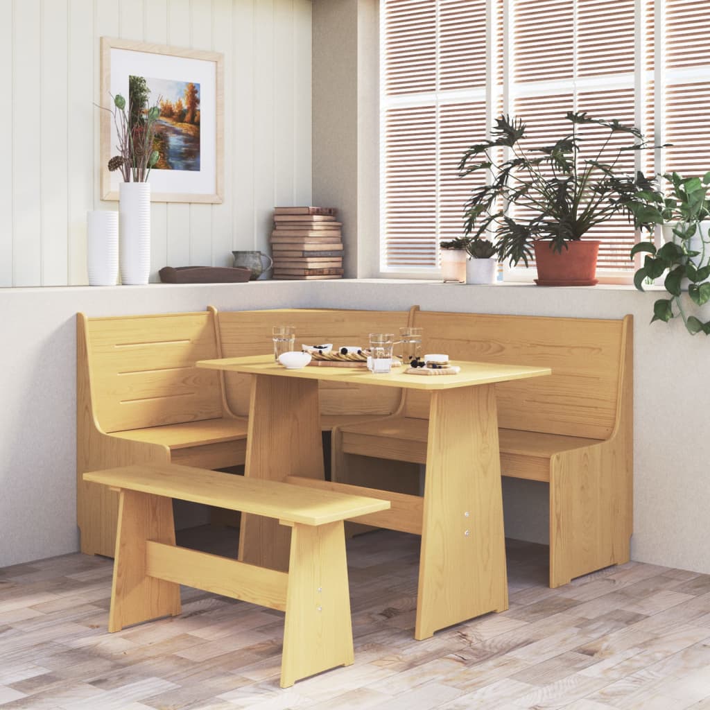 3 Piece Dining Set Reine Solid Wood Pine