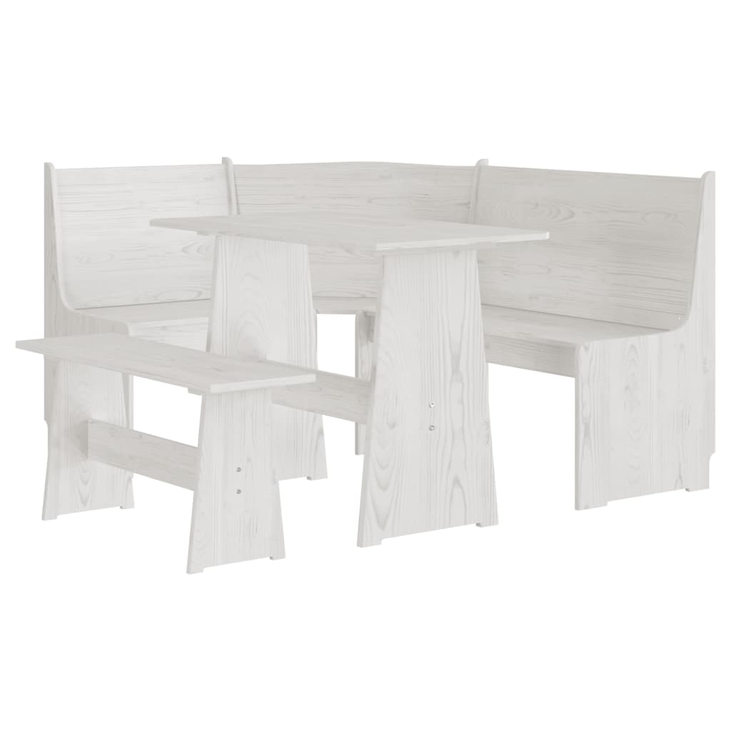 3 Piece Dining Set Reine Solid Wood Pine