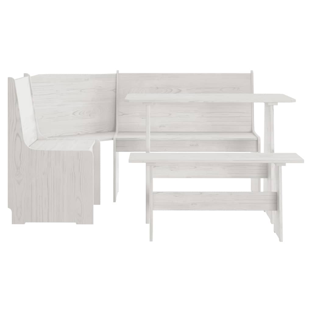 3 Piece Dining Set Reine Solid Wood Pine