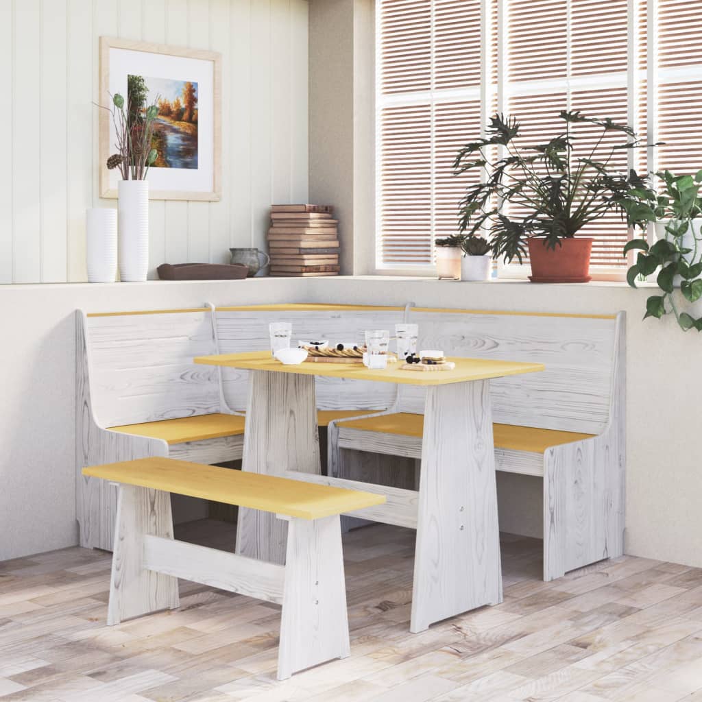 3 Piece Dining Set Reine Solid Wood Pine