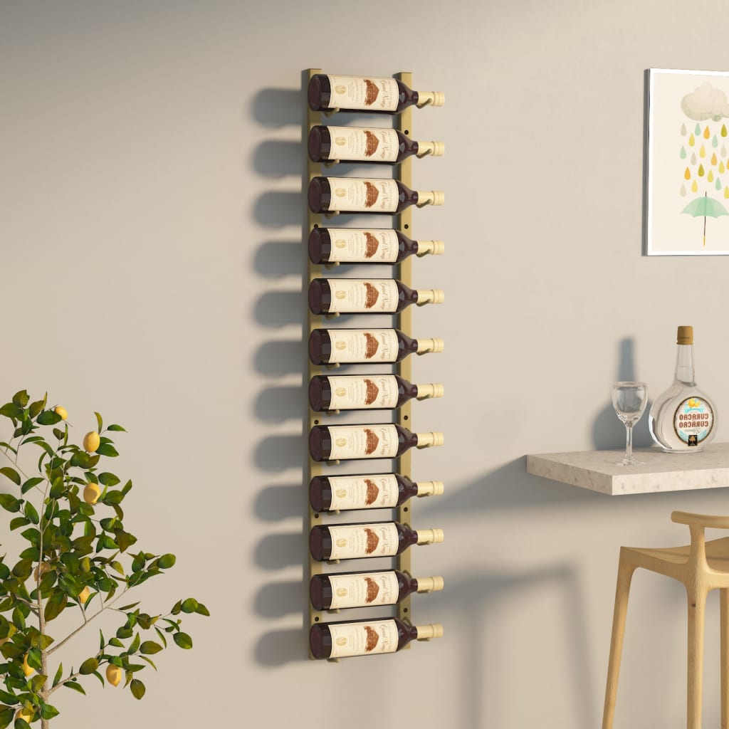 Wall Mounted Wine Racks For 12 Bottles 2 Pcs Iron