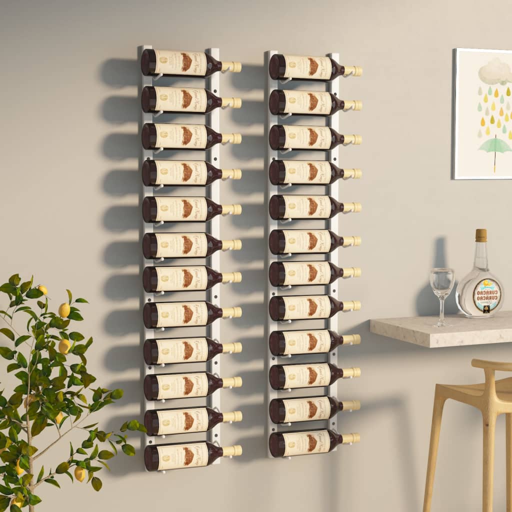 Wall Mounted Wine Racks For 12 Bottles 2 Pcs Iron
