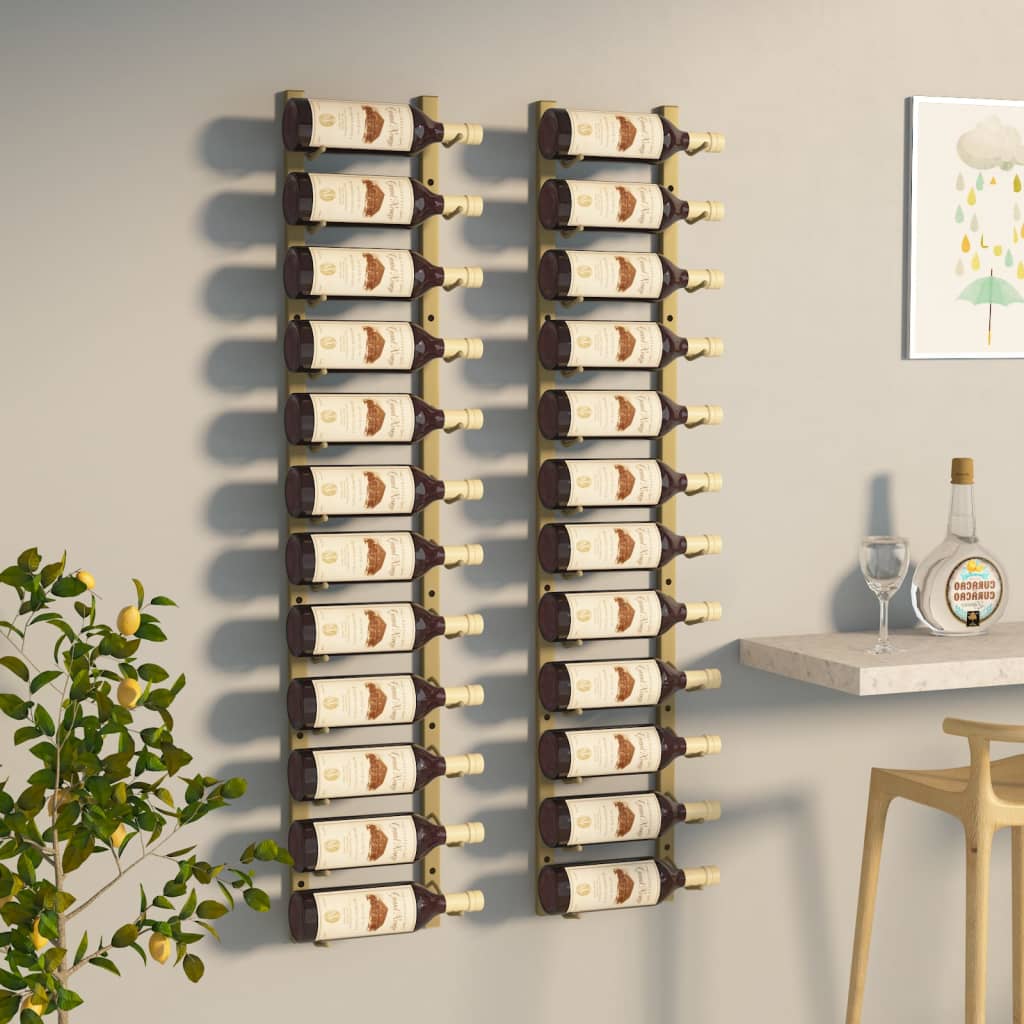 Wall Mounted Wine Racks For 12 Bottles 2 Pcs Iron