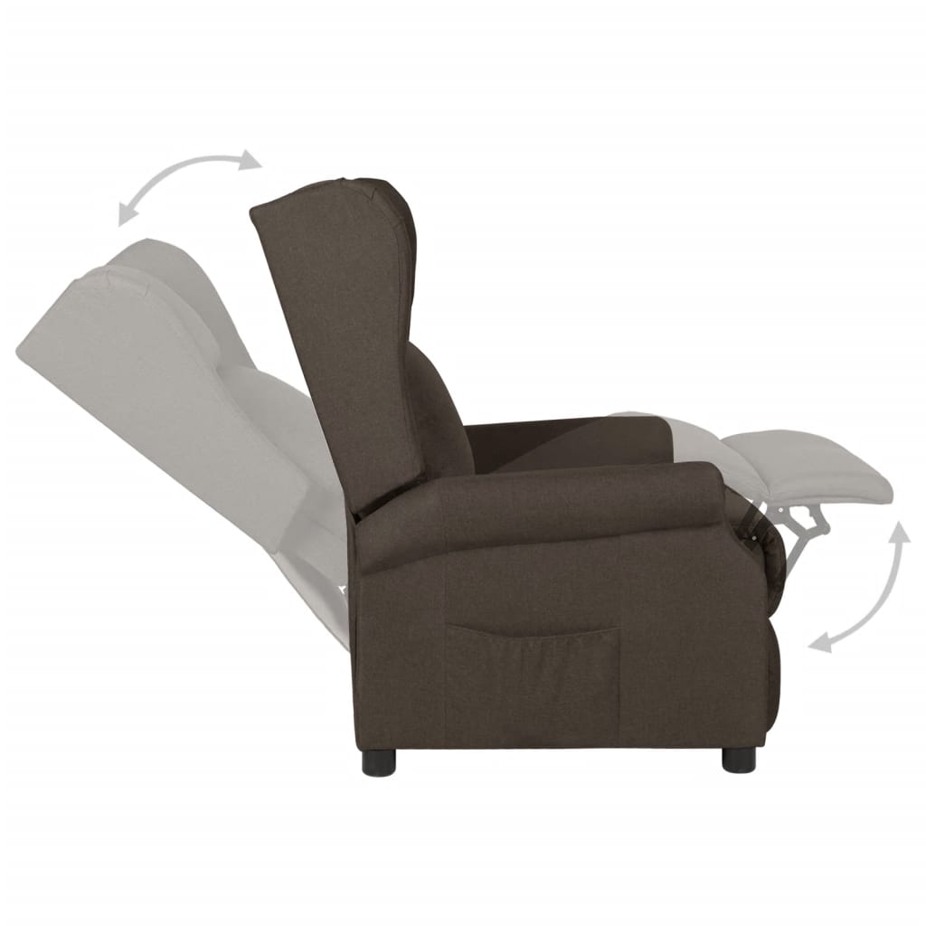 Recliner Chair Dark Brown Fabric
