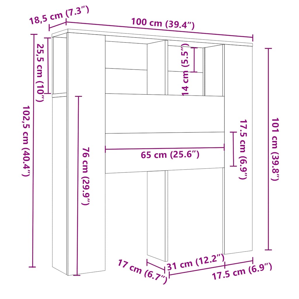 Headboard Cabinet 100X18.5X104.5 Cm