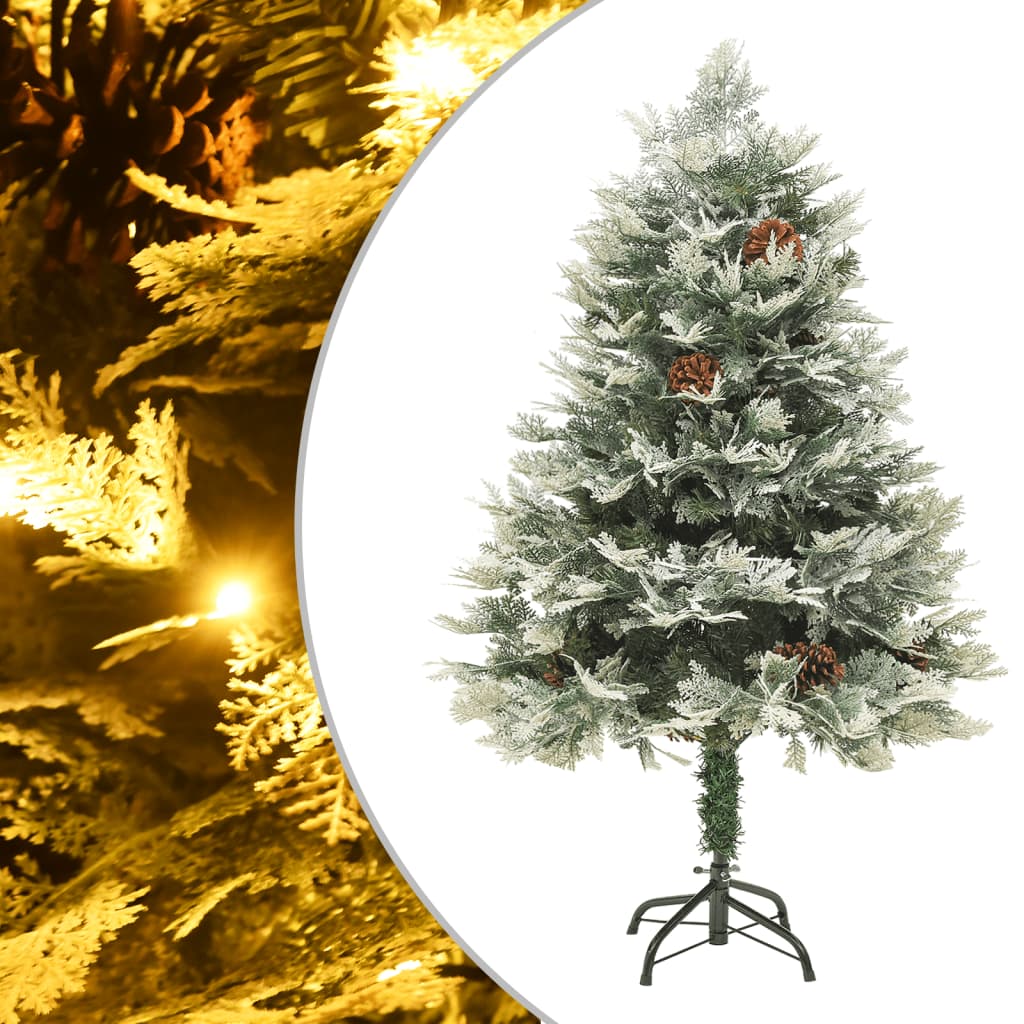 Pre-Lit Christmas Tree With Pine Cones Green 225 Cm Pvc&Pe