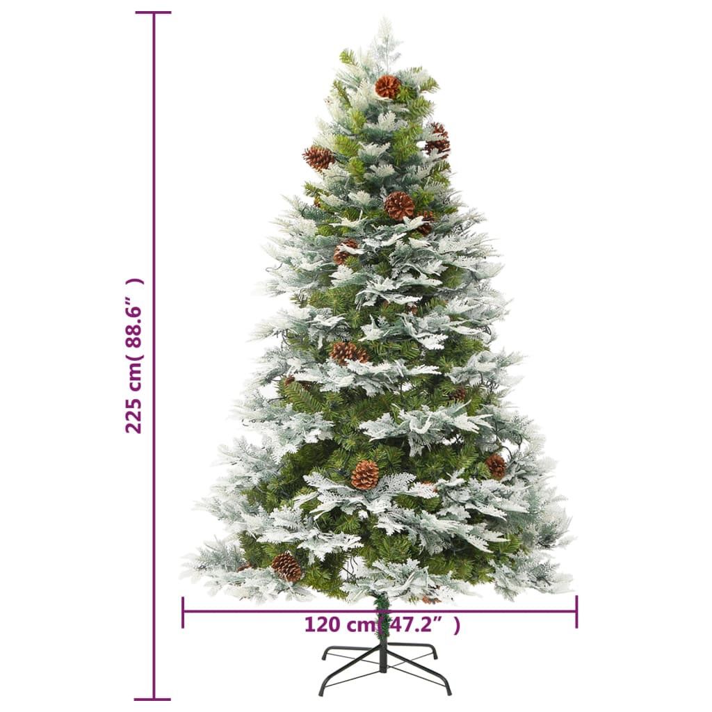 Pre-Lit Christmas Tree With Pine Cones Green 225 Cm Pvc&Pe
