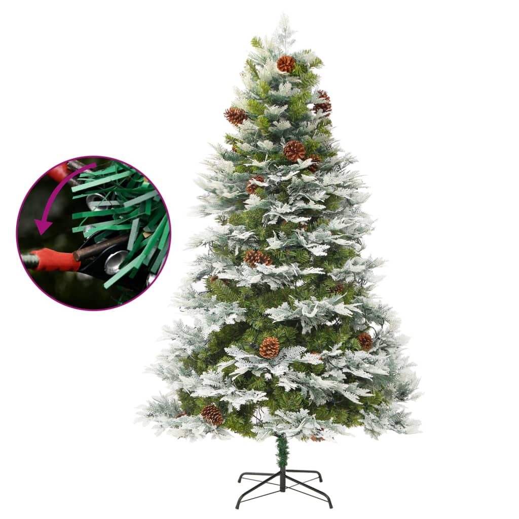 Pre-Lit Christmas Tree With Pine Cones Green 225 Cm Pvc&Pe