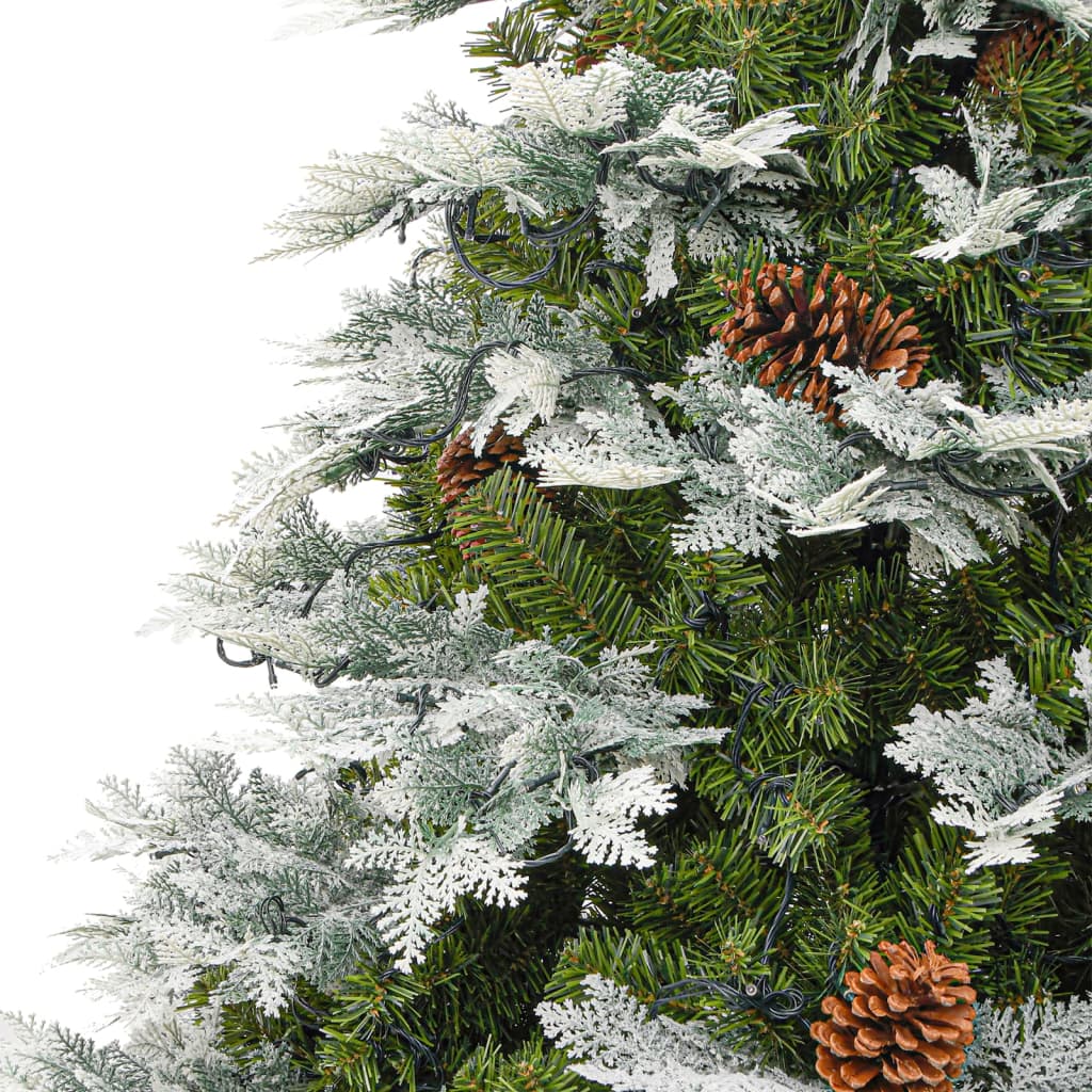 Pre-Lit Christmas Tree With Pine Cones Green 225 Cm Pvc&Pe