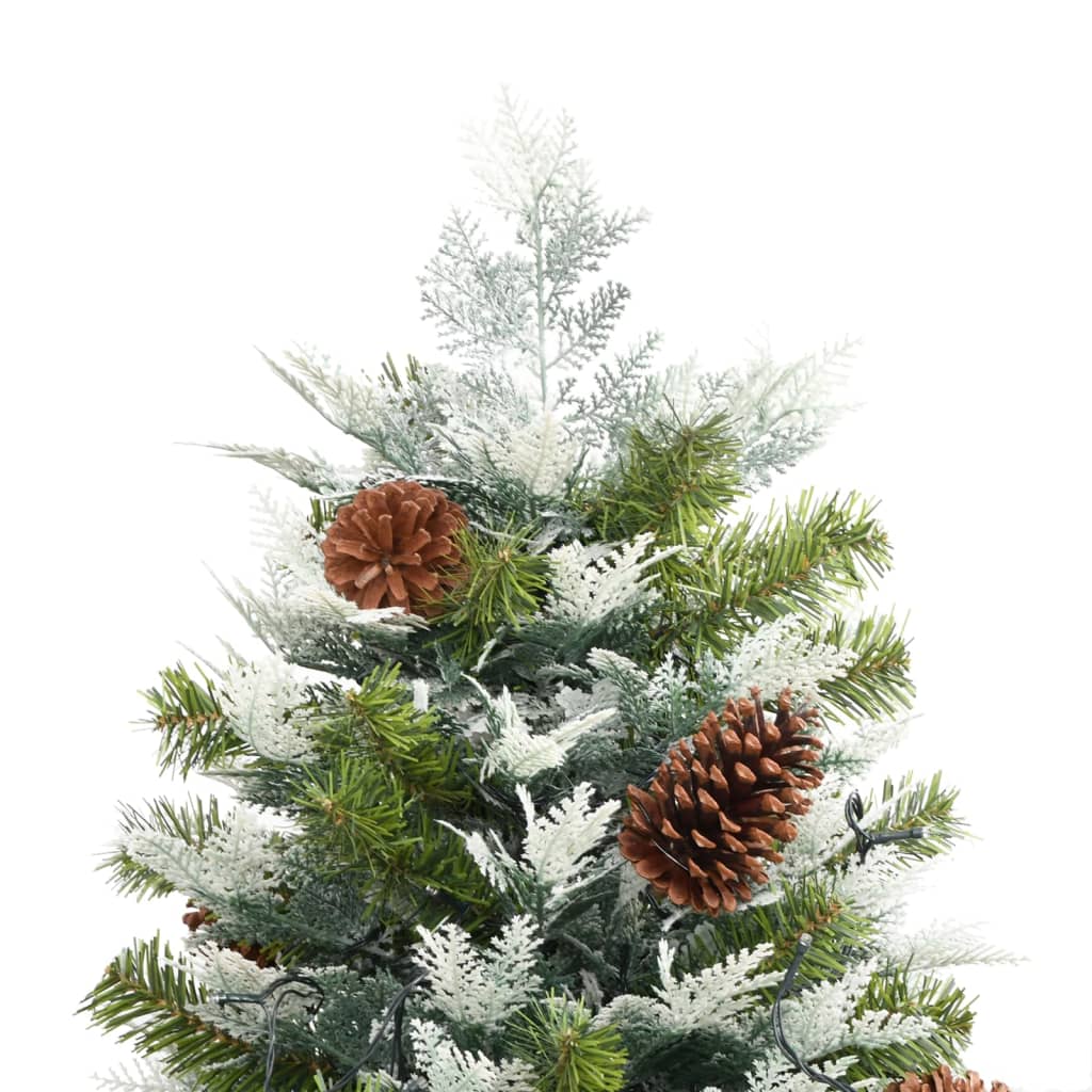 Pre-Lit Christmas Tree With Pine Cones Green 225 Cm Pvc&Pe