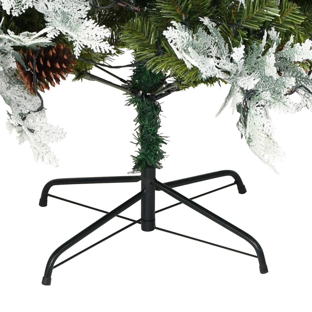 Pre-Lit Christmas Tree With Pine Cones Green 225 Cm Pvc&Pe