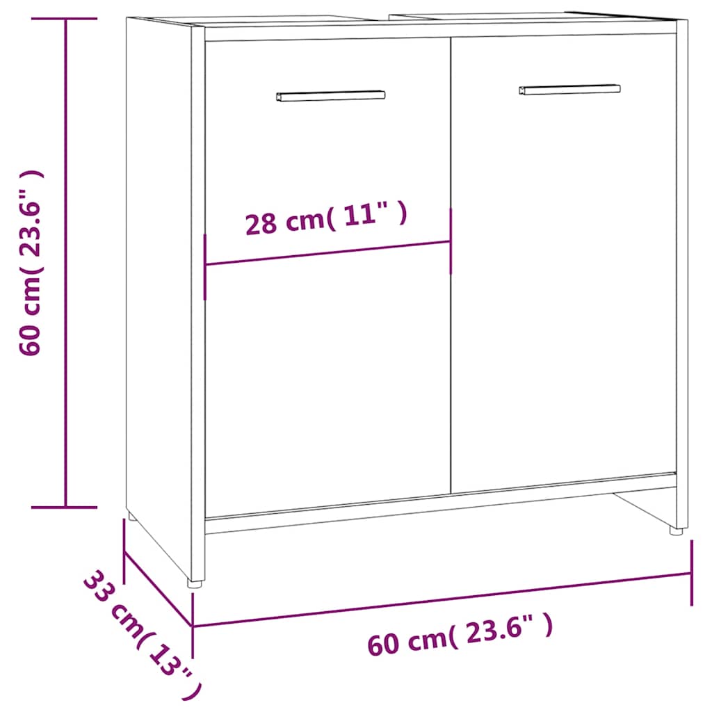 Bathroom Cabinet 60X33X60 Cm Engineered Wood
