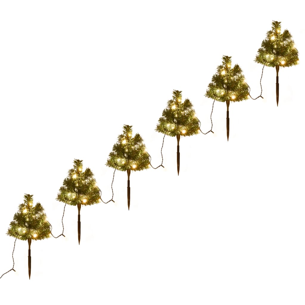 Christmas Pathway Trees 6 Pcs With Leds 45 Cm Pvc