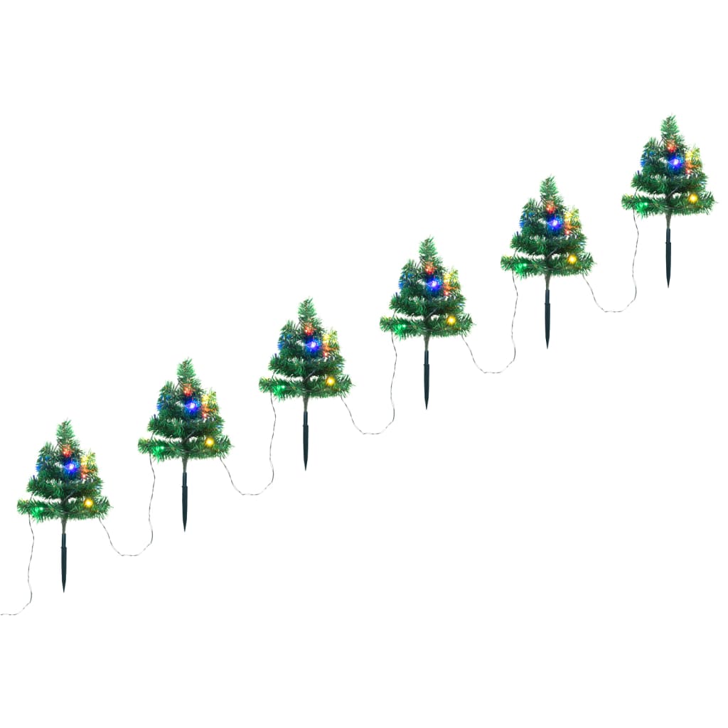 Christmas Pathway Trees 6 Pcs With Leds 45 Cm Pvc