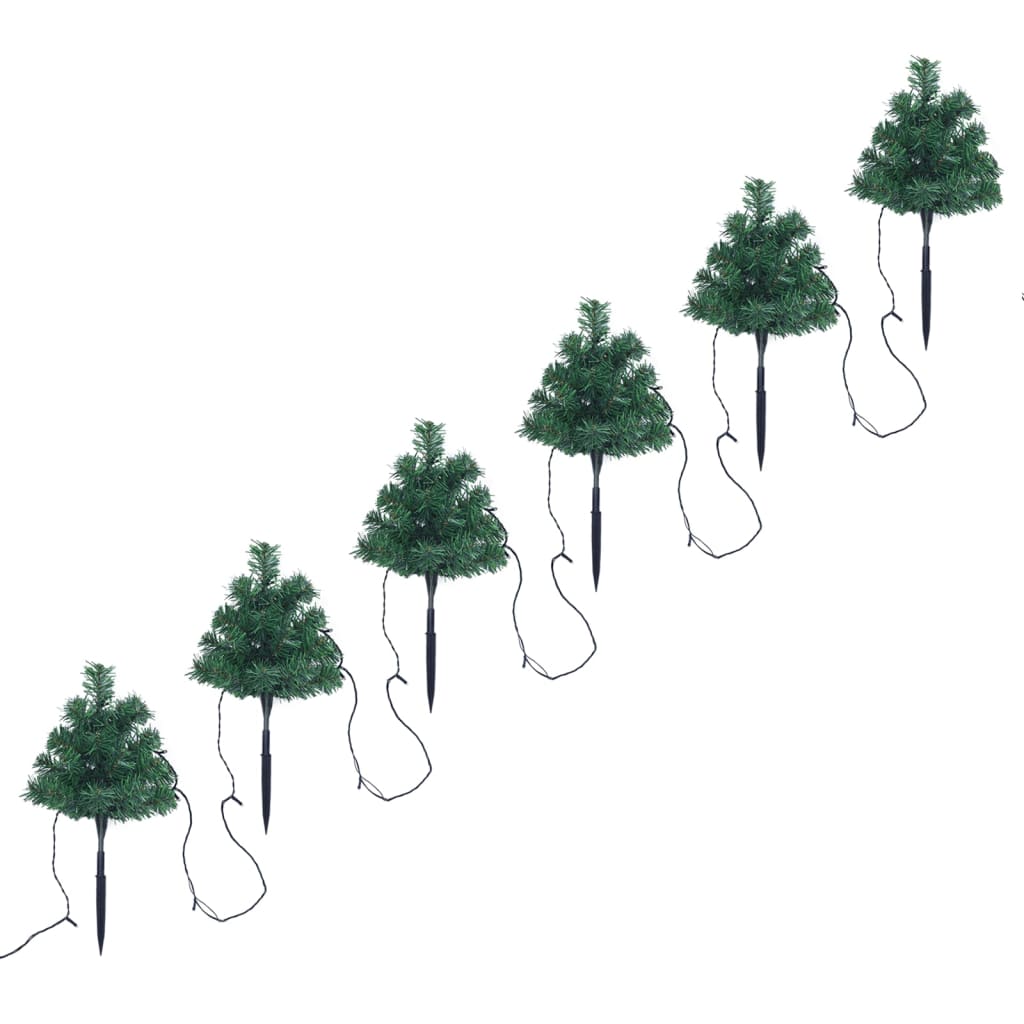 Christmas Pathway Trees 6 Pcs With Leds 45 Cm Pvc