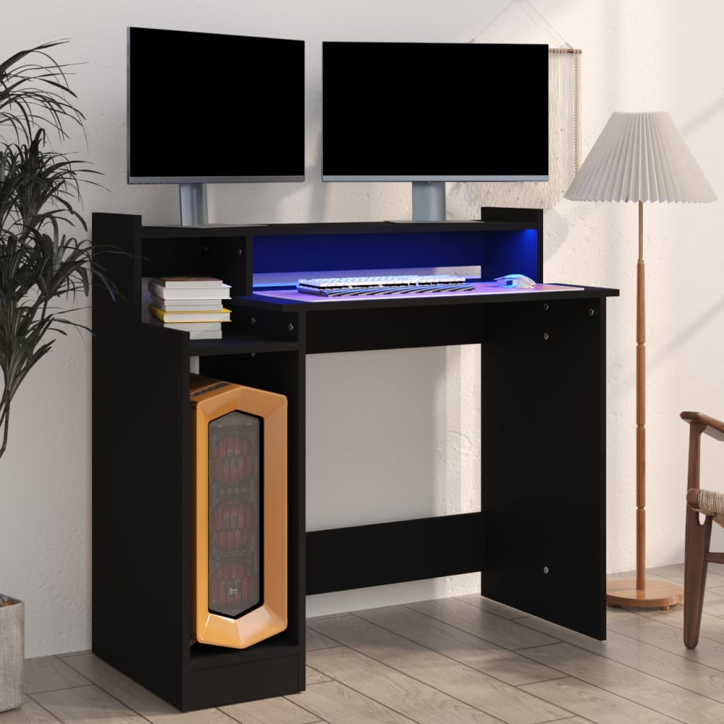 Desk With Led Lights 97X45X90 Cm Engineered Wood