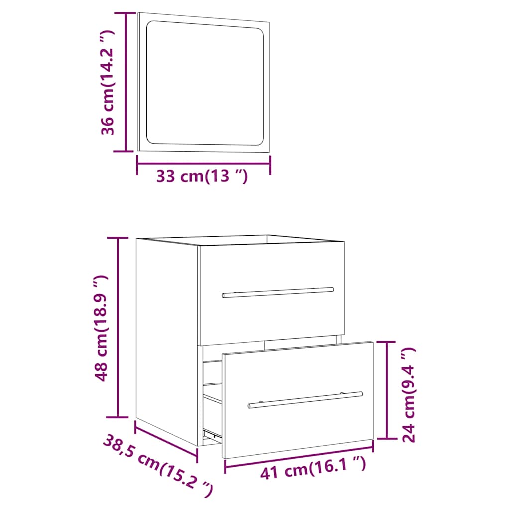 Bathroom Cabinet With Mirror 41X38.5X48 Cm Engineered Wood