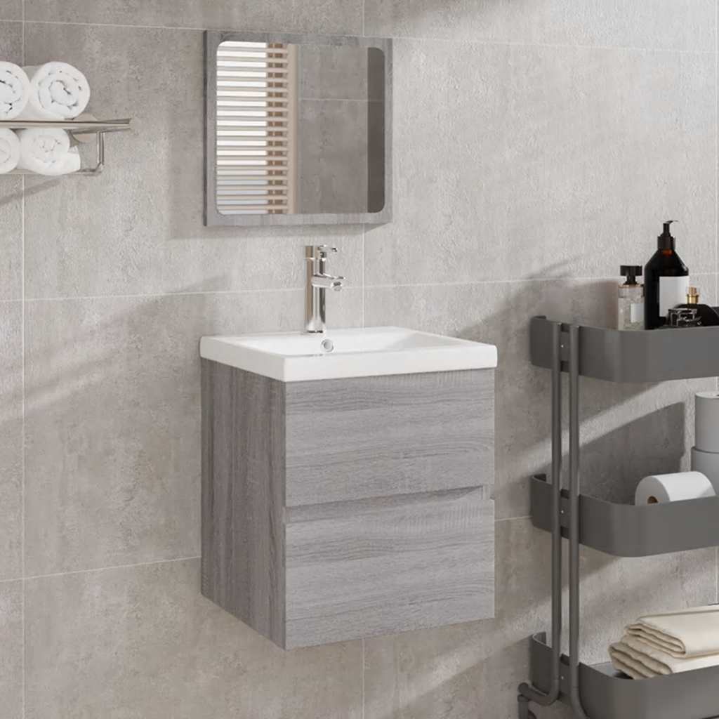 Bathroom Cabinet With Mirror Engineered Wood
