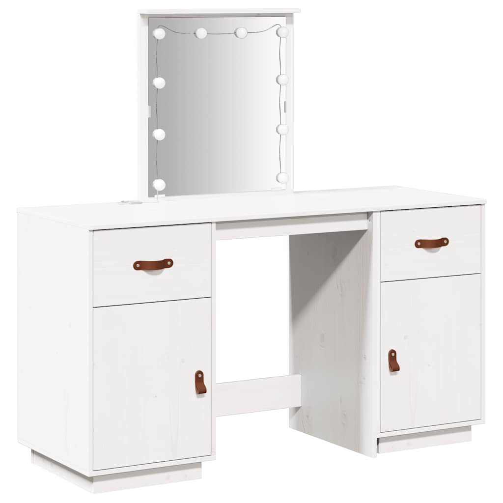 Dressing Table Set With Led Solid Wood Pine