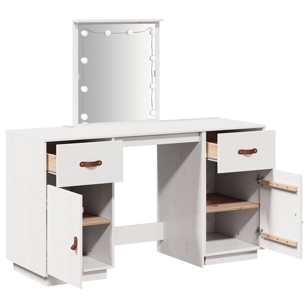 Dressing Table Set With Led Solid Wood Pine