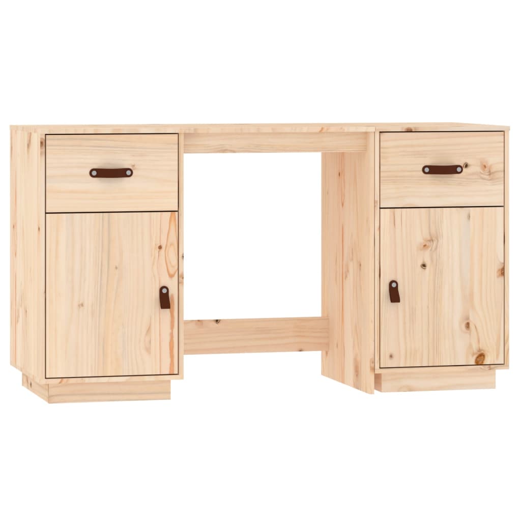 Desk With Cabinets 135X50X75 Cm Solid Wood Pine