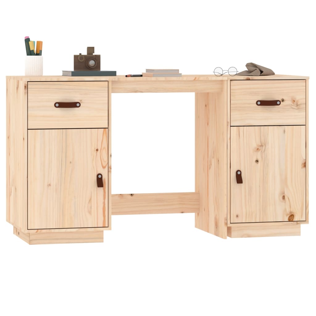 Desk With Cabinets 135X50X75 Cm Solid Wood Pine